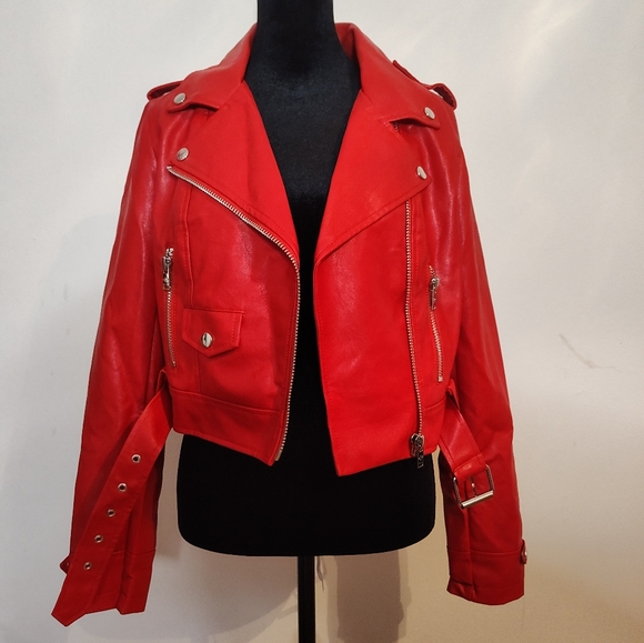 💔SOLD💔 Current Mood Born Sinner Moto Jacket - Red - Size S - Picture 6 of 13